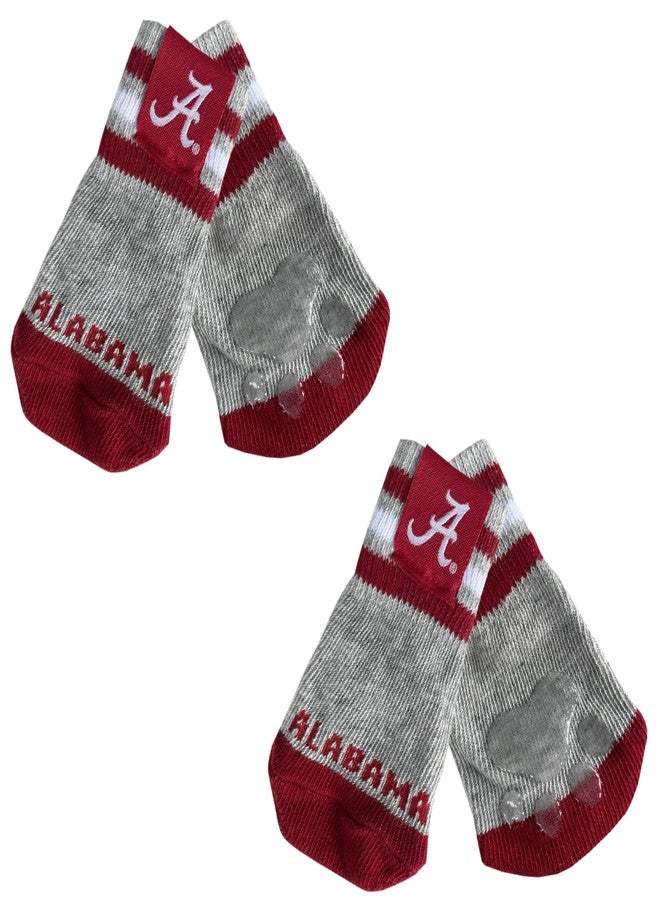 Pets First NCAA Alabama Crimson Tide Anti Slip Dog Socks with Elastic Ribbed Top, Size Medium/Large. Indoor/Outdoor Socks, Best Dog Paw Protector, 2 Pairs of Pet Socks with Your Favorite Collegiate Sports Team - Image 1